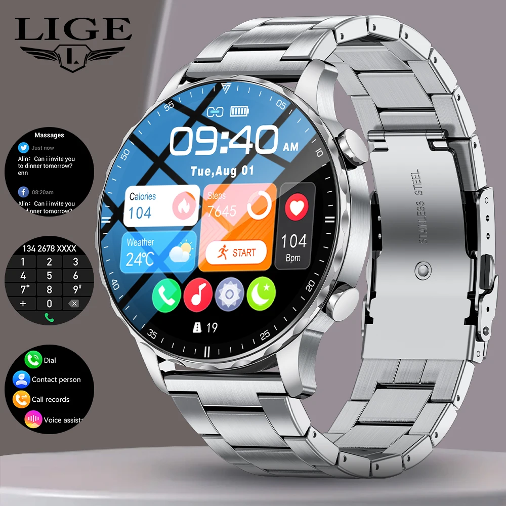 2026 LIGE Smartwatch Outdoor Wasserdicht Bluetooth-Anruf 1,53'' 360*360 Voll-Touchscreen Herrenuhr Sport Fitness Smartwatches Image