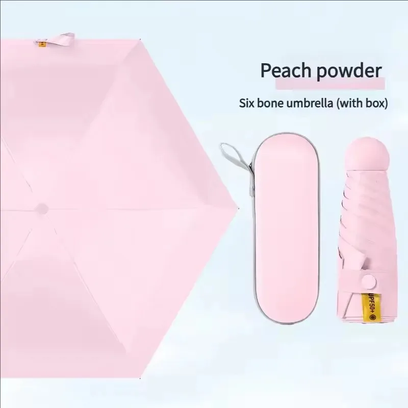 Ultraleichter 6-fach faltbarer Taschenschirm, Kapselschirm mit UV-Schutz, tragbarer Mini-Handschirm Image