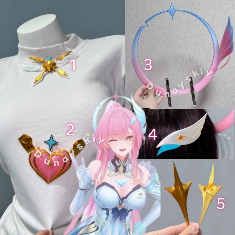 Wuthering Waves Aemeath Cosplay-Requisite, Kopfbedeckung, Haarspange, Hals-Accessoire, Schuh-Dekoration, Herz-Accessoire, Halloween, Karneval, Damen, Mädchen