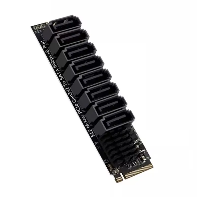 M.2 NVME M-Key 8-Port Erweiterungskarte PCI-E zu SATA3.0 6Gbps für NAS-Festplatten, erweiterte PCI-E Adapter-Riser-Karte ASM1166 PM