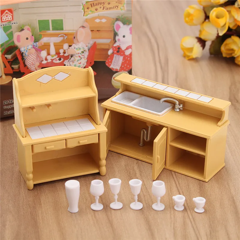 DIY Miniatur-Möbel, Haushaltsküche, Kommode, Schrank, Schminktisch-Sets für Mini-Puppenhaus, Zubehör, Dekor, Geschenk, Spielzeug