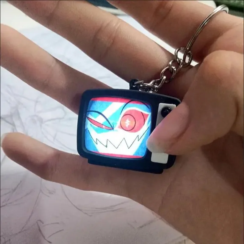 Hazbin Hotel Vox Glowing Talking Mini TV Schlüsselanhänger Kreatives Design Licht Sound Spielzeug Geschenk für Fans Image