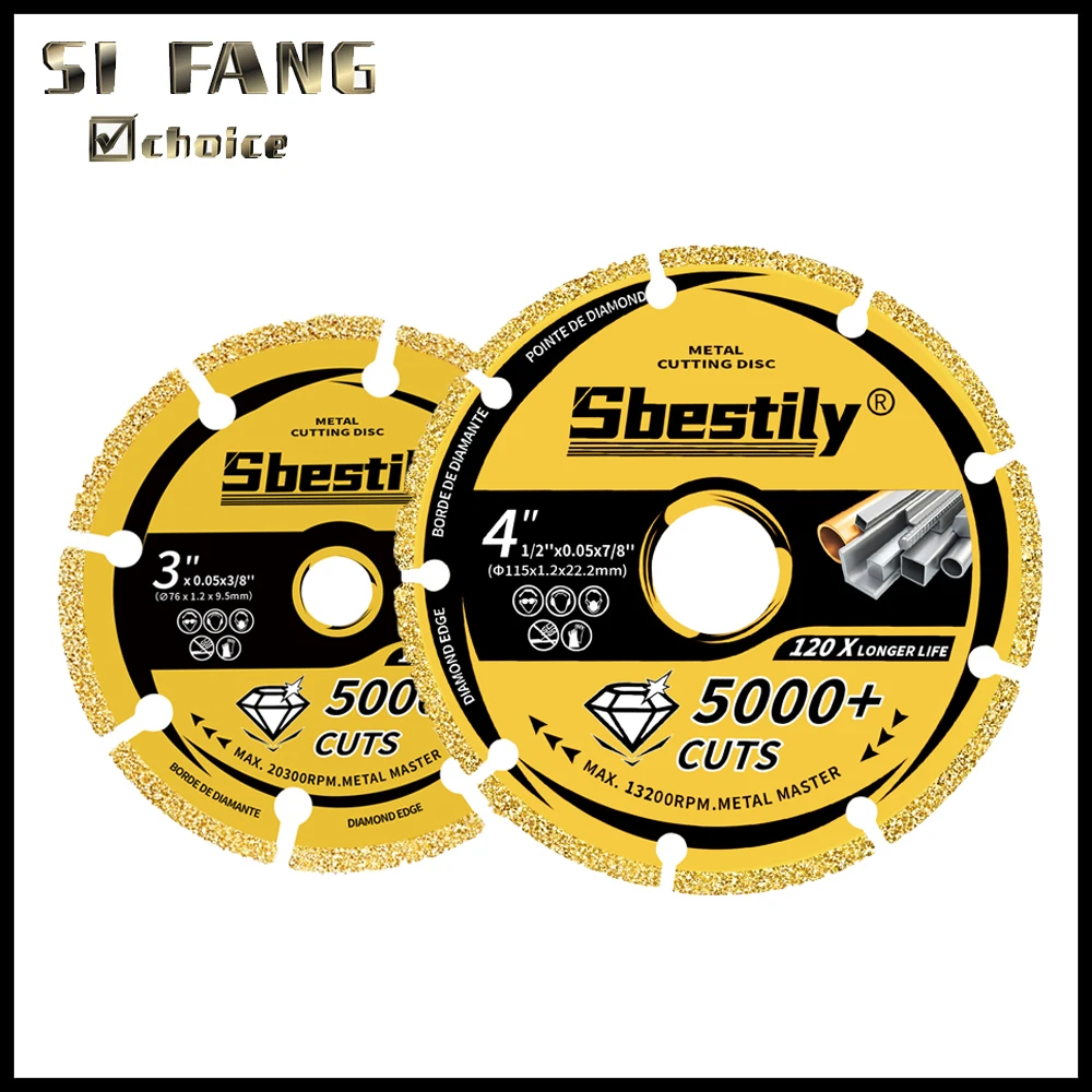 Diamant-Trennscheibe für Metall, Trennscheibe mit 5000 + Trennscheibe, Stahl, Eisen und INOX, 3/4 Zoll, 5 Zoll Image