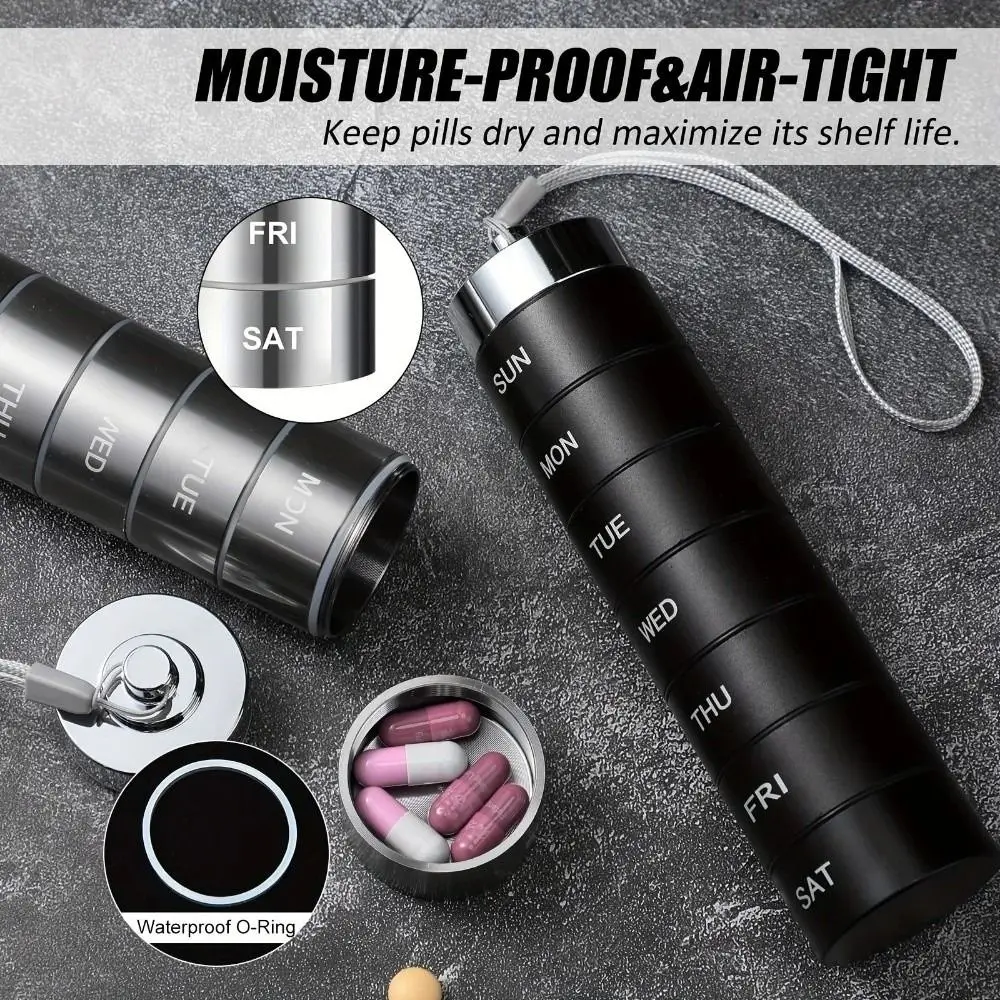 Wasserdichte Wöchentliche Pillendose 7-Tage Hochkapazitäts-Pillenorganizer Versiegelte Aluminiumlegierung Medikamentenaufbewahrungsbox für Reisen Image