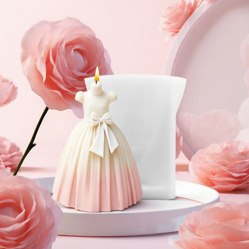 Prinzessinnenkleid Kerzenform Silikon DIY Aromatherapie Kerzen- und Gipsform Mädchenhaftes Kleid Ornament-Herstellungswerkzeug Image