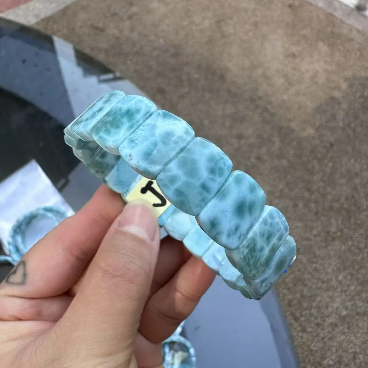 2026 AAA-Qualität Natürlicher Larimar/Kupferpektolit Perlen 10x14mm Armband Dominikanische Echte Larimar Edelstein Armreif Damen Großhandel Image