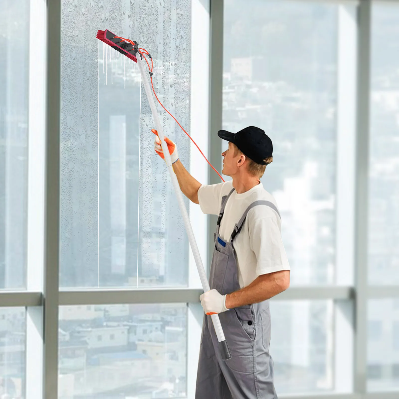 180 ° Rotierender Duschabzieher – Leichtes Aluminium, abnehmbarer Bürstenkopf für einfache Reinigung Image