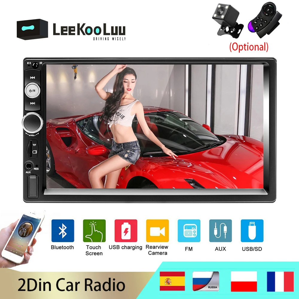 LeeKooLuu 7010 7023 2 Din 7 Zoll Touch Screen Player Auto Radio Stereo 2din Autoradio Unterstützung Rückansicht Kamera Mirrolink USB TF Image