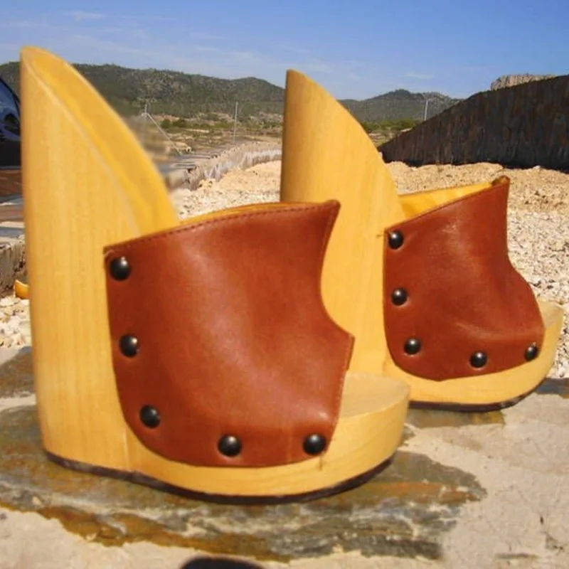 Braun Slip On Cut Out Plattform Sandalen Peep Toe Keilabsatz Mode Kühlen Sexy Sommer Casual Große Größe Frau Schuhe Zapatillas Mujer