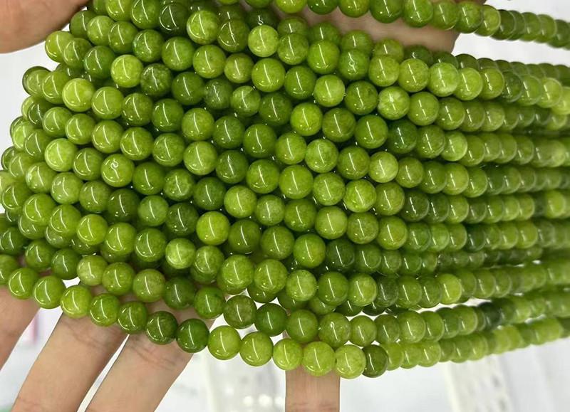 "Perle rotonde lisce di giada Olivie da 4 mm, 6 mm, 8 mm, 10 mm e 12 mm Perle di giada Perle di giada di montagna Perle di giada caramella Filo da 15\""