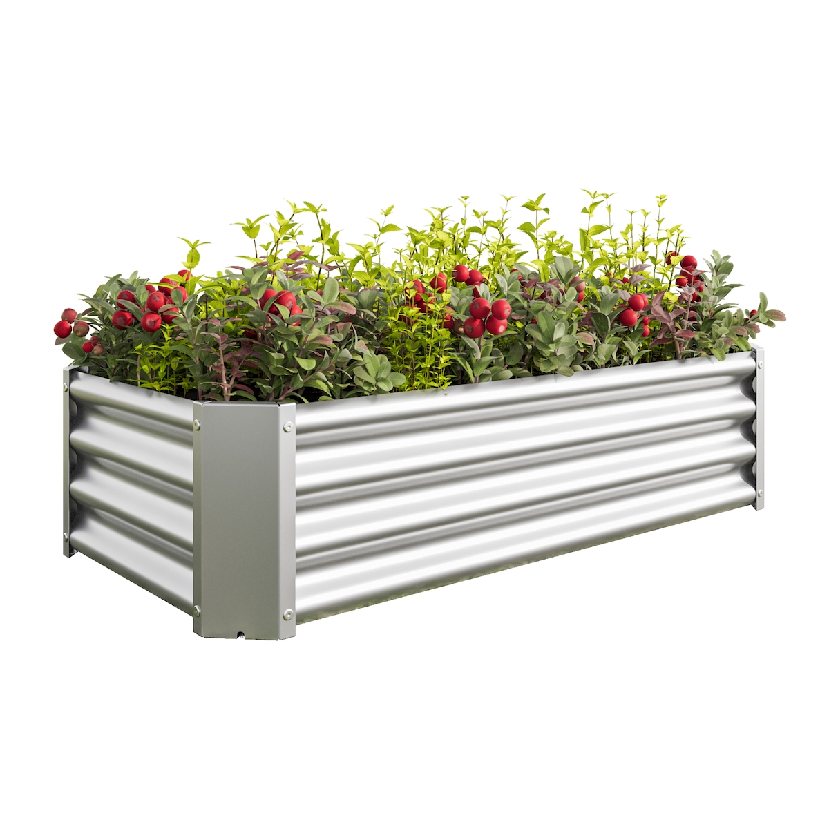OKWISH Hochbeet Metall 30x120x60 cm Silber aus verzinktem Stahl Wellblech ohne Boden wetterfest robust mit gefalteter Innenkante für Garten Terrasse Image