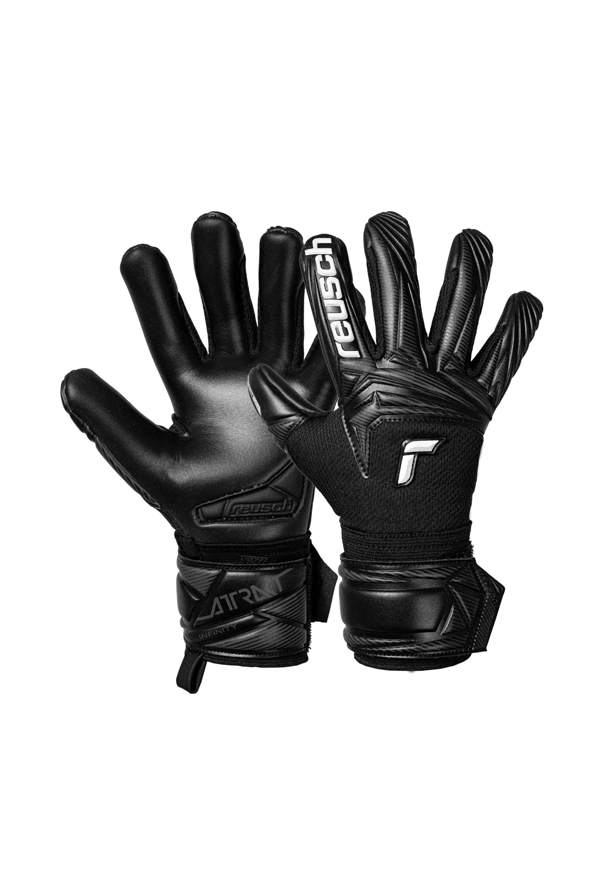 Torwarthandschuhe REUSCH "Attrakt Infinity Evolution NC Junior", Kinder, Gr. 5, schwarz, 34% Polyester, 25% Latex, 3% Polyurethan, 2% Gummi, 1% Baumwolle, Handschuhe, mit atmungsaktiven Mesh-Einsätzen Image