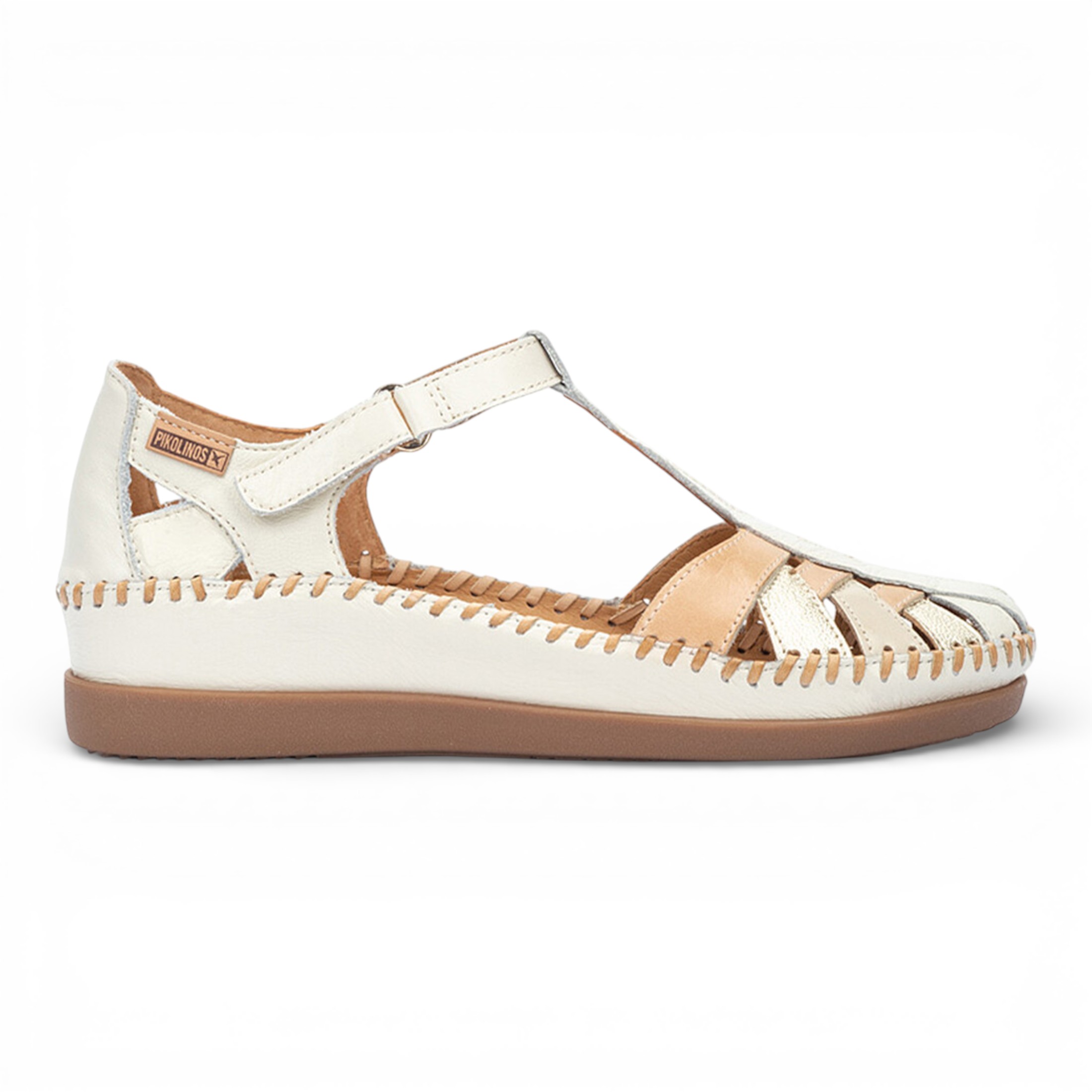 Pikolinos Damen-Keilsandalen aus Leder, halb offen, Modell Cadaques - Weiß