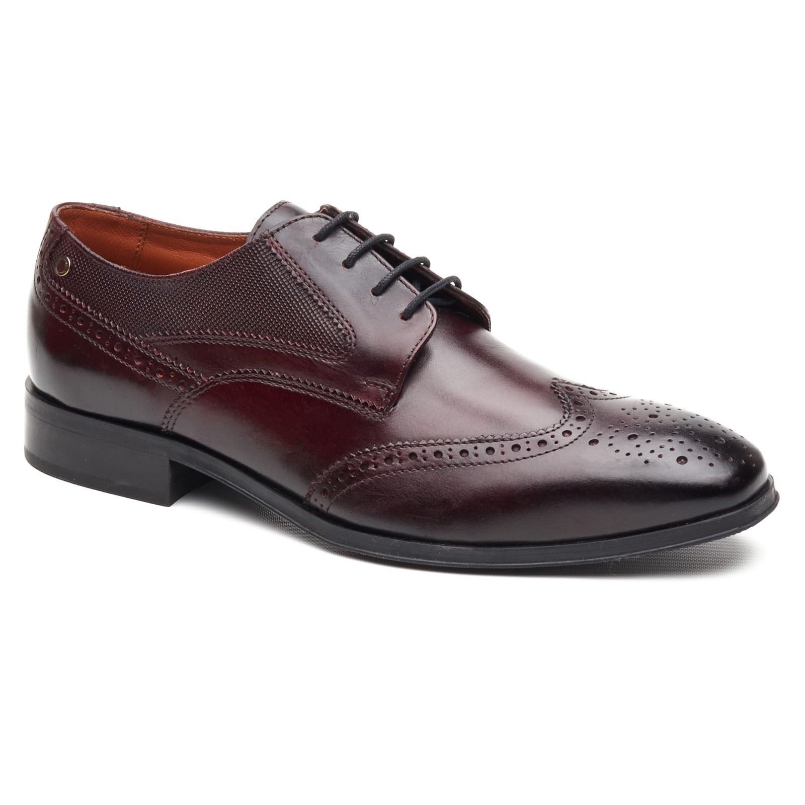 Base London Steeple Brogue Leder Herren Schuhe in verbranntem Braun