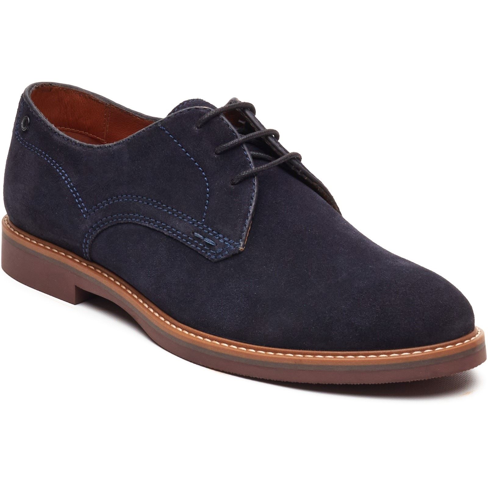 Base London Strand Schnür-Leder-Herrenschuhe in Marineblau