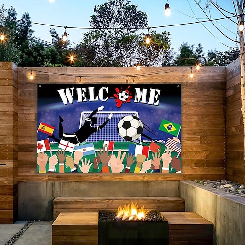 Bannerflagge für die Fußball-Weltmeisterschaft 2026, Fotohintergrund für Fußballfestivals, Flagge für Weltpartydekoration Image