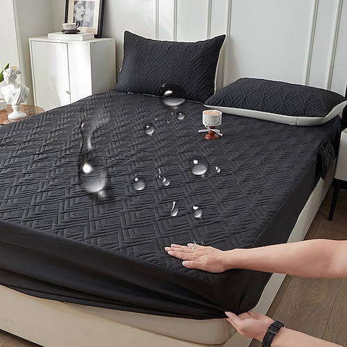 Wasserdichter Matratzenschoner, gesteppter, verdickter Einzelbettbezug, wasserdichter Urinschutz für Matratzen Image