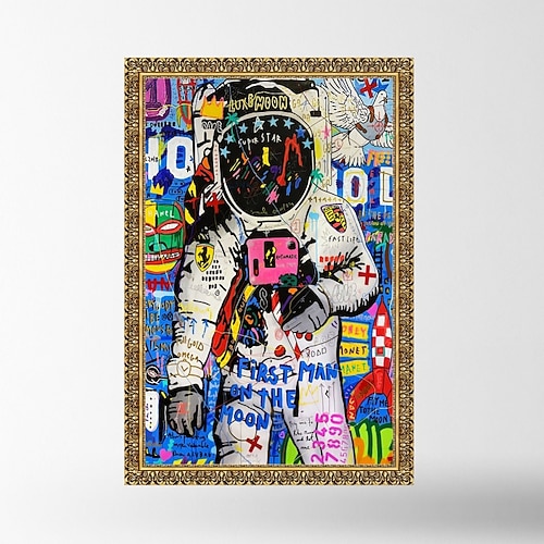 handgefertigtes handgemaltes Ölgemälde Wall Street Art Astronauten Heimdekoration Dekor gerollte Leinwand ohne Rahmen ungedehnt Image