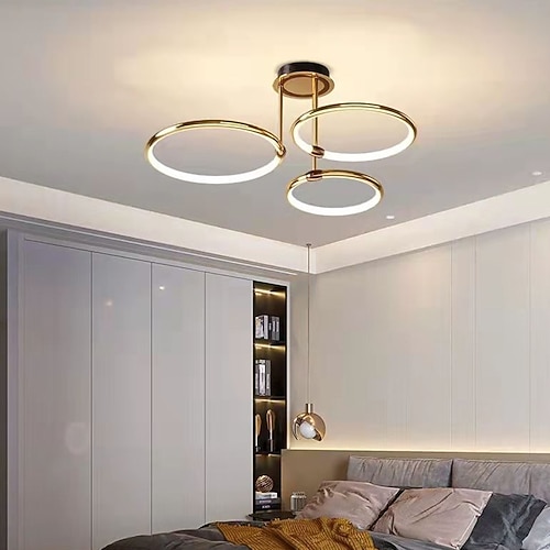 LED-Pendelleuchte 60/75cm 3/4-flammig Ringkreis Design dimmbar Aluminium luxuriös moderner Stil Esszimmer Schlafzimmer Pendelleuchten 110-240V nur dimmbar mit Fernbedienung Image