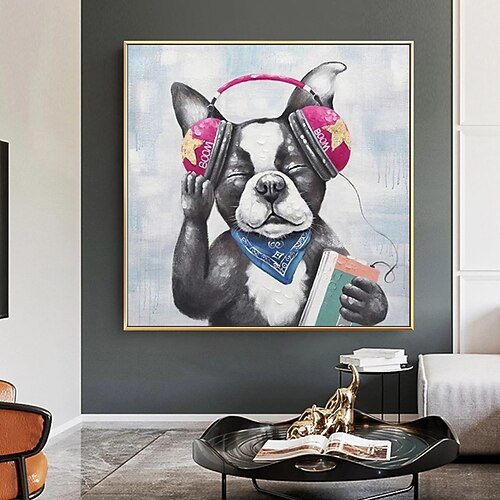 Handgefertigtes handgemaltes Ölgemälde Wandkunst abstrakte Tiere Hund Carvas Figur Heimdekoration Dekor gerollte Leinwand kein Rahmen ungedehnt Image