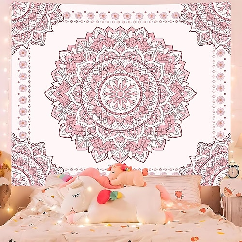 Wandteppich mit floralem Mandala, Sonnenblumen und orangen Blättern, rustikale Herbstdeko, botanisches Muster, Boho-Kunst, Wandbehang für Wohnzimmer, Schlafzimmer, Heimdekoration, Image
