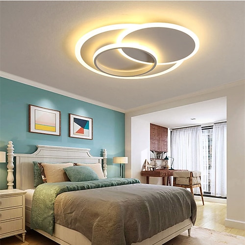48/58 cm LED Deckenleuchte Kreis moderne nordische einfache geometrische Grundform schwarz weiß Wohnzimmer Schlafzimmer Unterputz Lichter Metall lackiert Oberflächen 220-240v Image