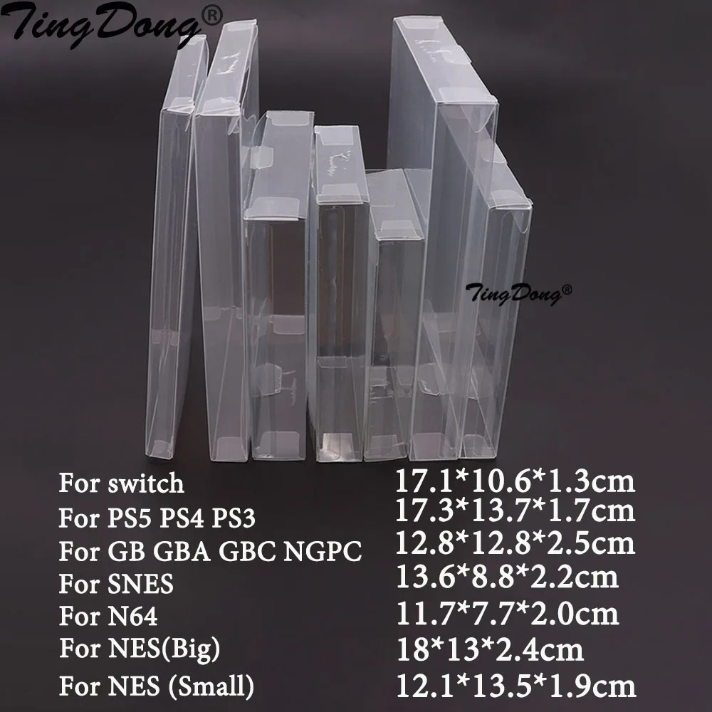 1PC Transparent Klar Patrone Schutzhülle Abdeckung Für GB GBA GBC SNES N64 NES NGPC Schalter Schutz Box Für PS5 PS4 PS3 PS2