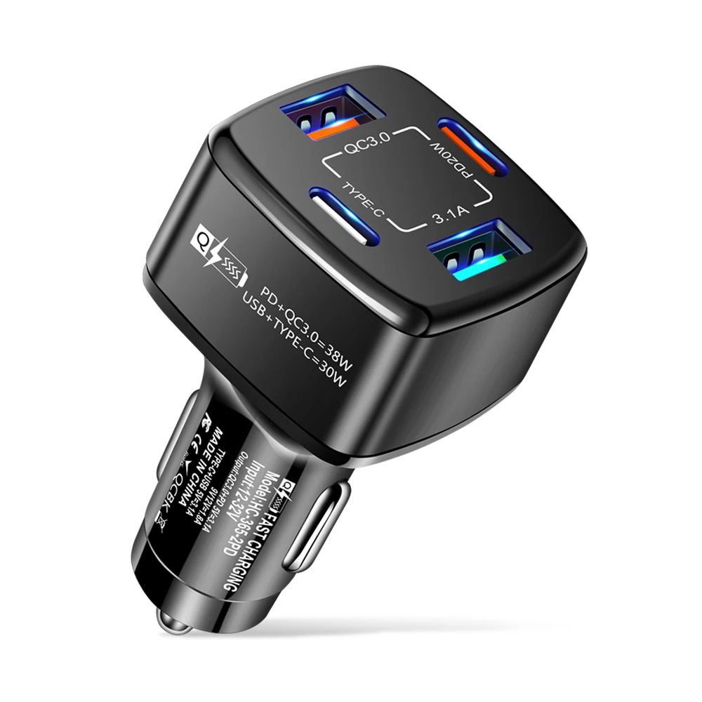 38 W PD USB C Autoladegerät Schnellladeadapter für iPhone 15/14/13 Pro, Samsung Galaxy/Xiaomi 13 4 Port Fahrzeugladegerät Image