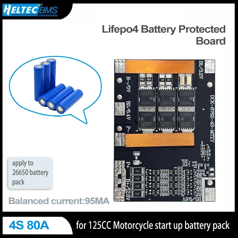 Heltec BMS 4S 80A BMS Balance Board Für 26650 Akkupacks/ Spezielle Batterieschutzplatten für den Start von Motorrädern Image