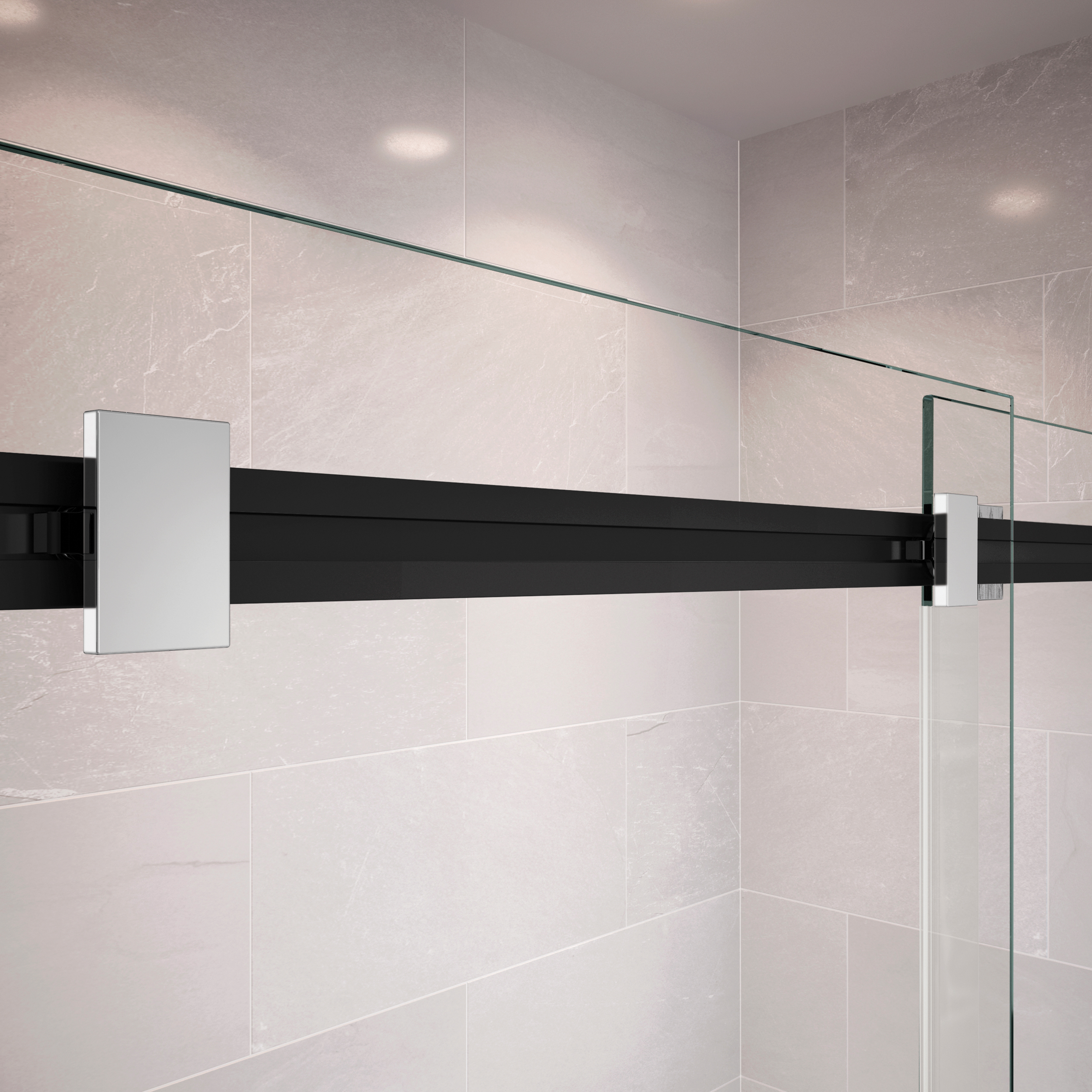 Maax Duel 56-59 x 55 ½ x 59 in. 8 mm Bypass Tub Door for Alcove Installation with Clear glass in Matte Black & Chrome 136270-900-360-000