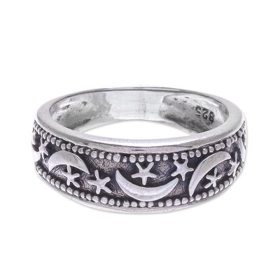 Moon Magic,'Hand Made Sterling Silver Band Ring from Thailand'