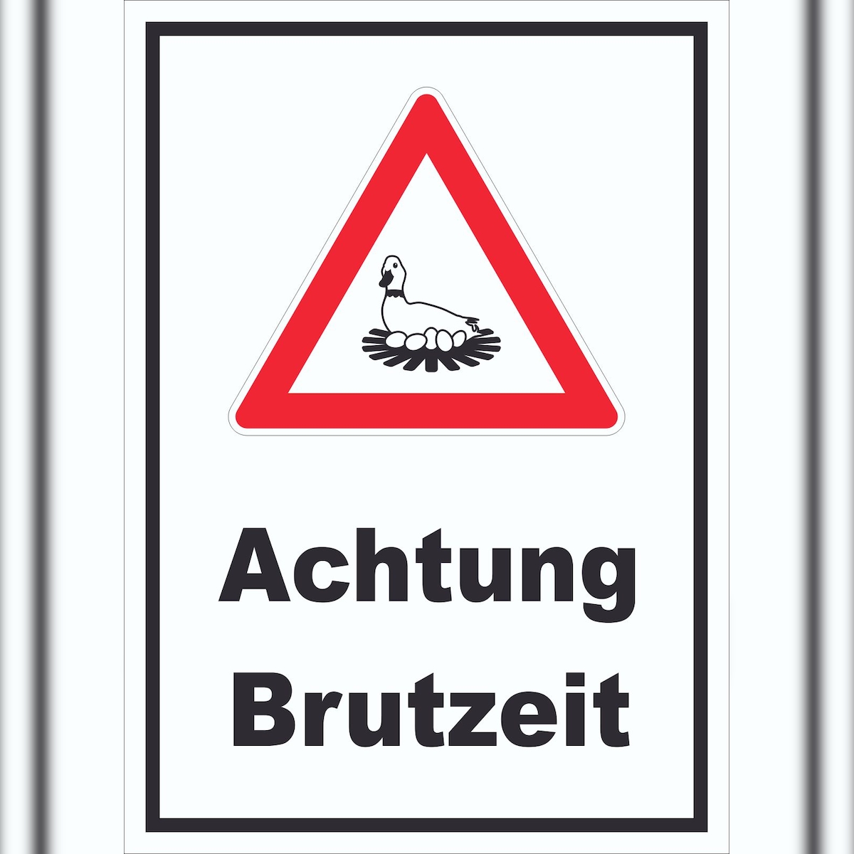 HB-Druck Achtung Brutzeit Schild A4 Rückseite selbstklebend Image