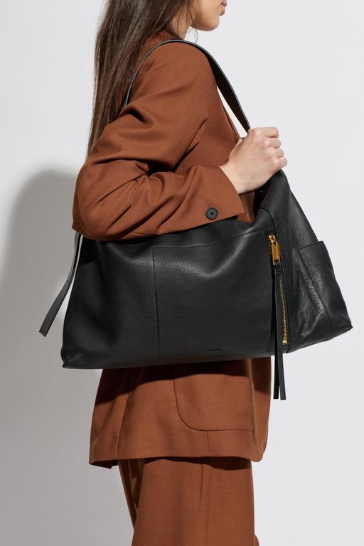 Leather Shoulder Bag 'Alba' - Black - AllSaints Shoulder Bags