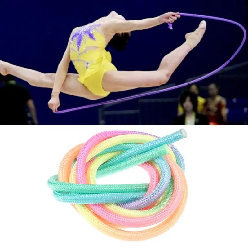 Corde de gymnastique 3M, corde à sauter, corde de fitness, corde de gymnastique rythmique, corde de sport de couleur arc-en-ciel, outil de sport