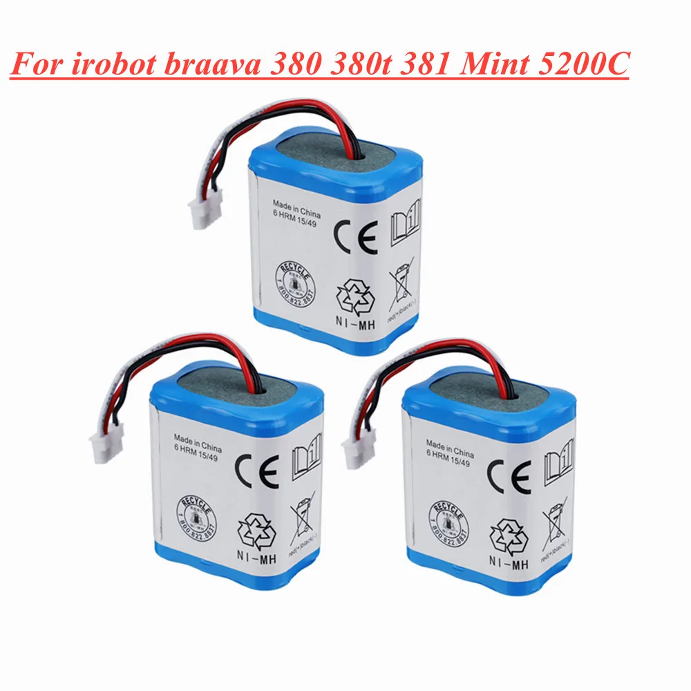 Original 7.2V 3000mAh 2500mAh Battery for iRobot Roomba Braava 380 380T Mint 5200 5200B 5200c Ni-MH 7.2v Rechargeable battery