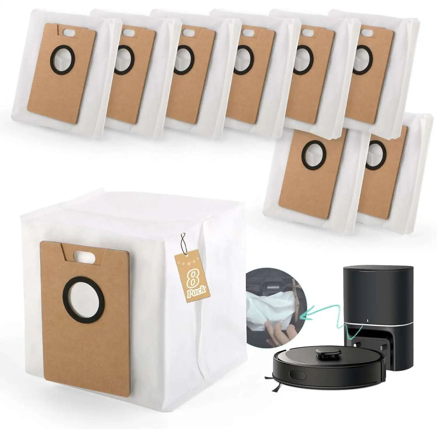 Vacuum Cleaner Bags for Tapo RV20 Max Plus, Tapo RV30 Max Plus, Vacuum Dust Bags for Tapo Robot Vacuums, RVA202 Robot Dust Bags