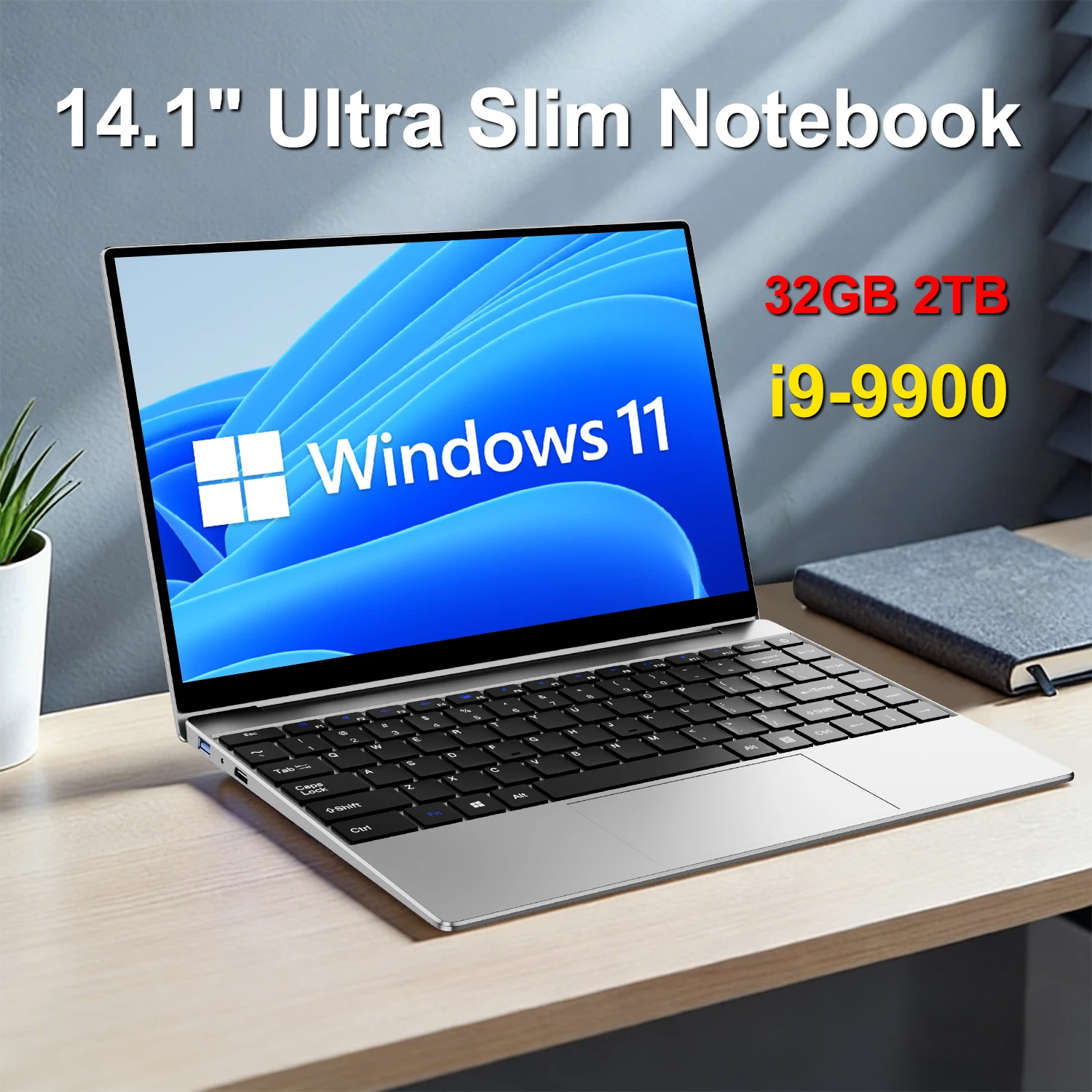 LENO 14,1 Zoll Ultra Slim Laptop Intel Core i9-9900 32GB 2TB Gaming-Computer PC Windows 11 Gamer-Office Ultra Slim Notebook 1080P HD Image
