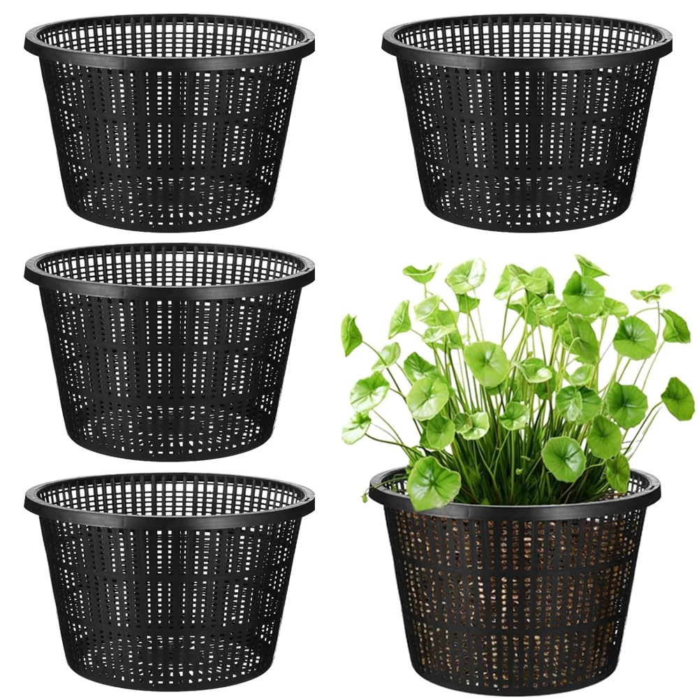 5 Stück Netztöpfe für Pflanzen, 8,3 Zoll, große Wasserpflanze, Netznetztöpfe, Kunststoff-Blumenkorb, Gartendekorationszubehör Image