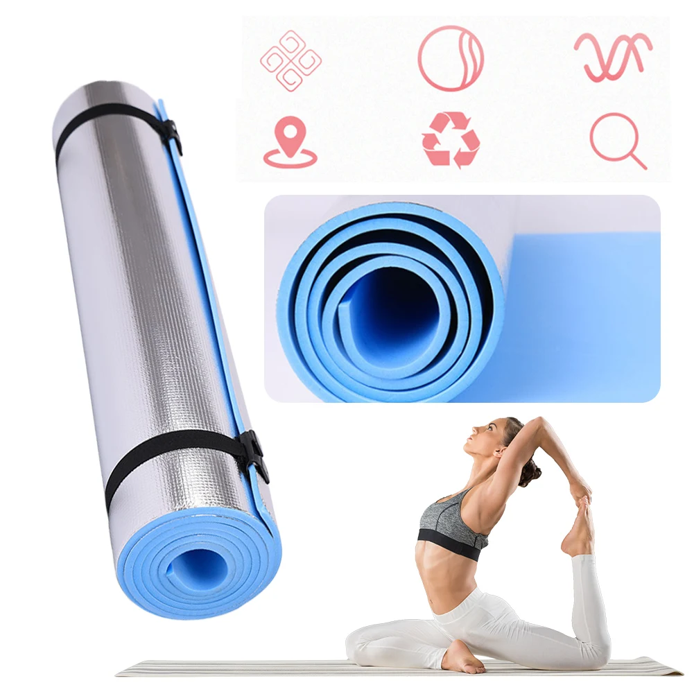 Yogamatte, rutschfest, Sport, Fitness, EVA, 1/0,6 cm dick, Fitness-Yogamatte für Übungen, Yoga und Pilates, Gymnastikmatte mit Verband