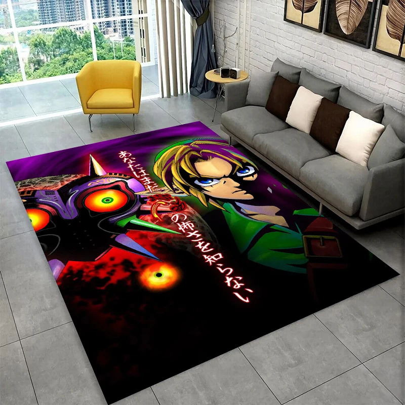 Klassischer Spielteppich „Z-Zelda Cartoon Link“ für Spielzimmer, Schlafzimmer, Wohnzimmer, Sofa, Heimdekoration, Kinderteppich, rutschfeste Bodenmatte