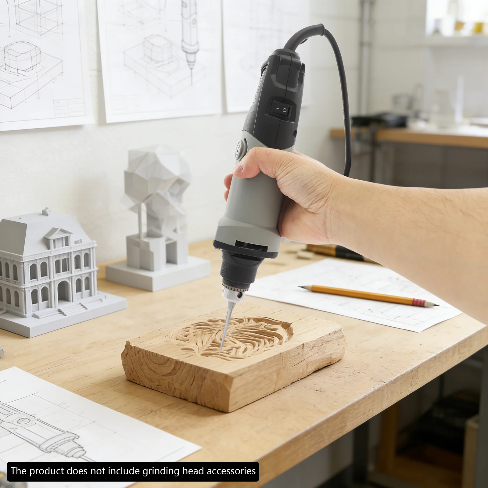 400W Mini Elektrischer Schleifer Bohrerset, 220V Tisch-Rotationsschleifset zum Gravieren/Schneiden/Schleifen/Reiben Image