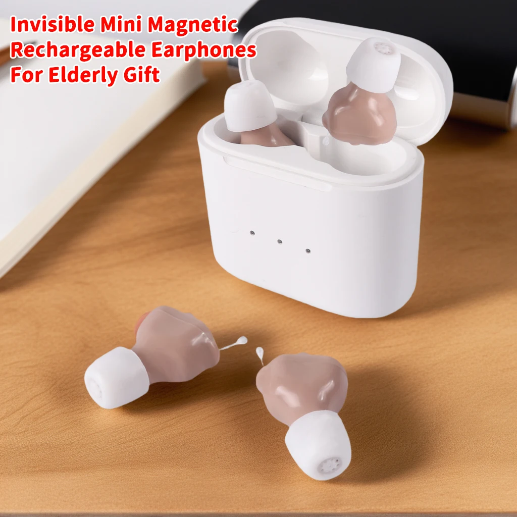 Unsichtbare Mini Magnetische Wiederaufladbare Kopfhörer Tragbare In-Ear Noise Reduction Drahtlose Ohrhörer Hören Musik Für Ältere Geschenke Image