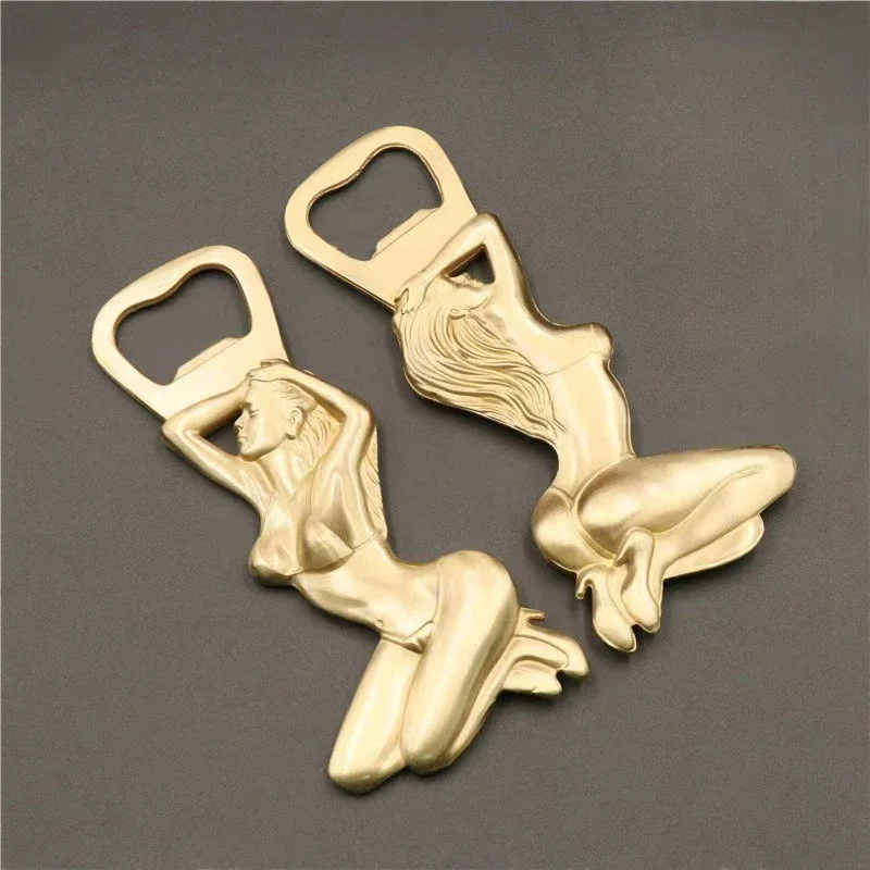 Reines Messing Schönheit Göttin Flaschenöffner Bier Retro personalisierte Flaschenheber Haushalt Weinkappenheber kreatives Geschenk Image