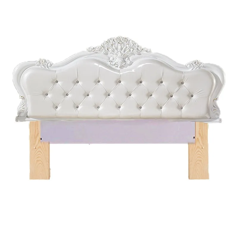 Kopfteil mit weicher Polsterung, europäischer Bettrückenschutz, Bodenständer, Einzelbett, Lederstoff, Schlafzimmer, Einzelbett, europäisches Bett, Rückenlehnenbrett Image