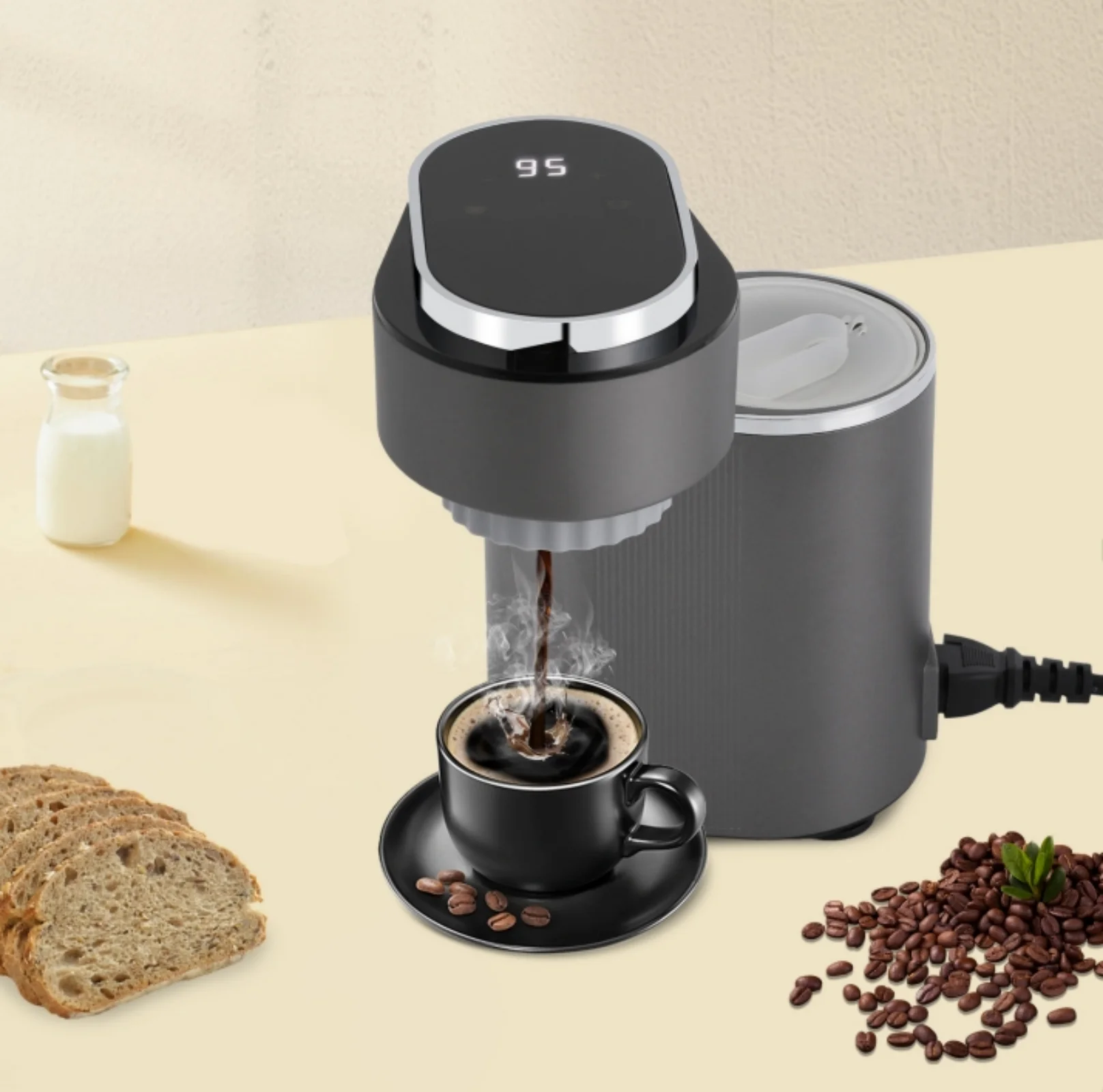 600W Kaffeemaschine, Mini-Kaffeemaschine, Tragbare Kaffeemaschine, Kaffee-Latte-Maschine mit Niederdruck-Vorbrühung für Zuhause und Küche Image