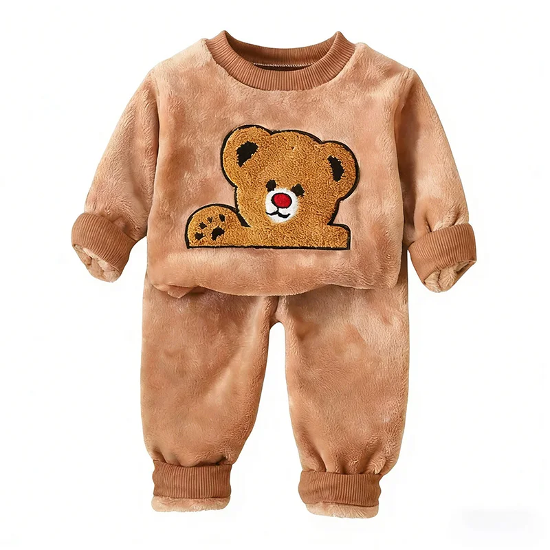 2026 Neue Winter Baby Mädchen Jungen Homewear-Sets Herbst Mode Flanell Fleece Kleidung Kinder Cartoon Bär Schlafanzug Kinder Pyjamas Image