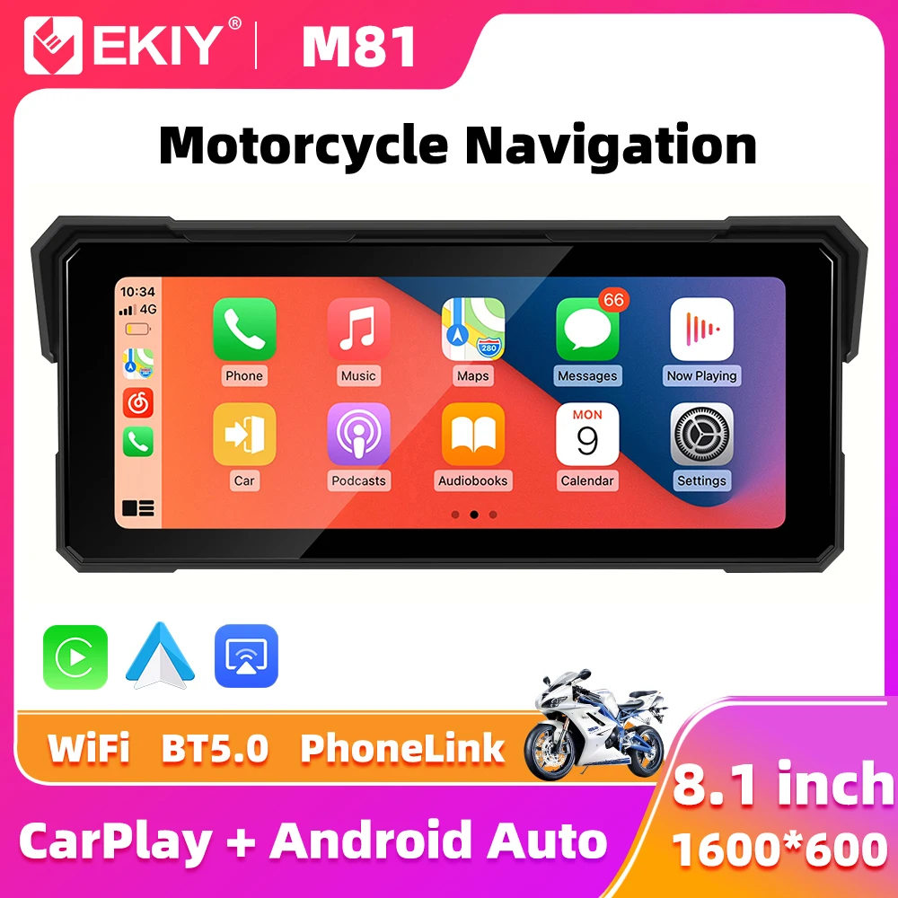 EKIY 8,1 Zoll Mirror Link Wireless CarPlay Moto Android Auto Tragbares Digitales Motorrad-Armaturenbrett GPS-Navigationsdisplay Image