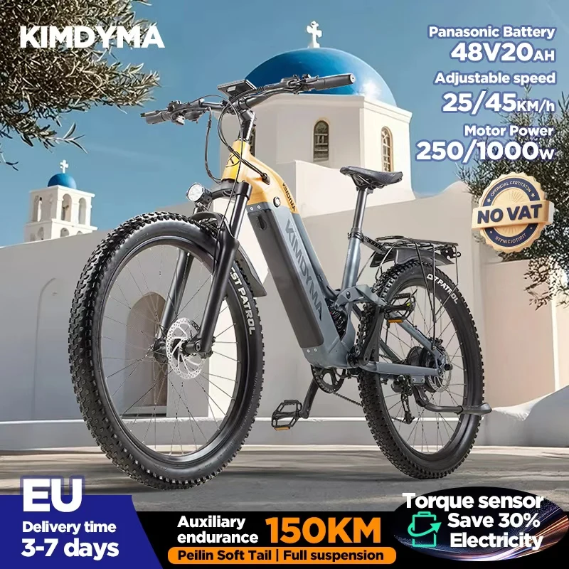 KIMDYMA K02 Elektrofahrräder für Damen und Herren mit 48V, 20AH Akku, Drehmomentsensor, Hydraulischen Bremsen und 27,5*2,8 Zoll Reifen Image