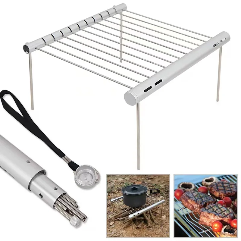 Tragbarer Mini-Taschen-BBQ-Grill, tragbarer Edelstahl-BBQ-Grill, zusammenklappbarer BBQ-Grill, Grillzubehör für den Heim- und Parkgebrauch 2 Image