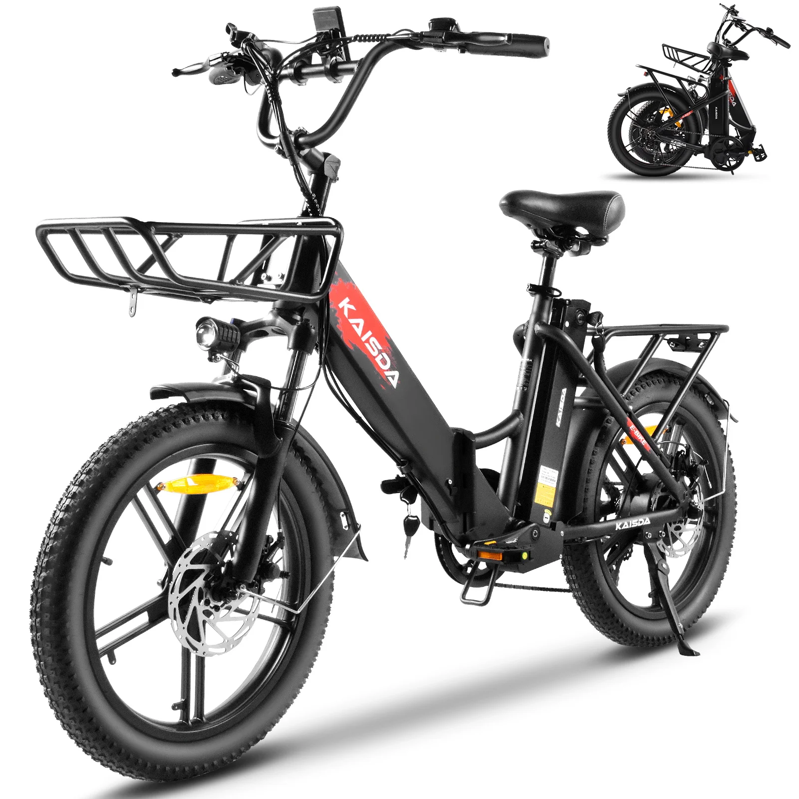 KAISDA K201 Erwachsenen-Elektrofahrrad für Frauen 250W Motor E-Bike 36V10.4Ah Akku 20 Zoll Gummireifen Berg- und Schnee-Elektrofahrrad Image
